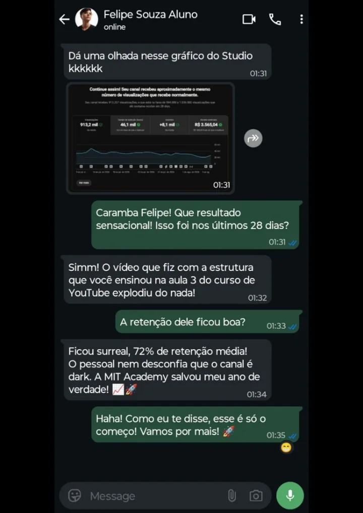 Depoimento WhatsApp, Keven recebeu R$ 5.385,54 do AdSense
