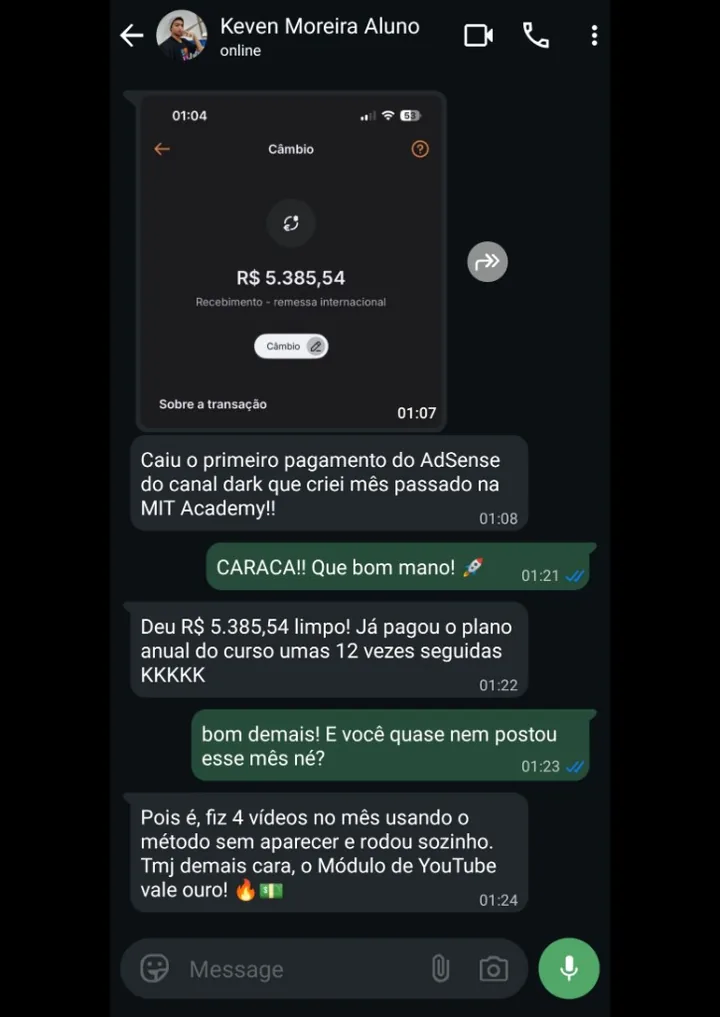 Depoimento WhatsApp, Pedro com 556 mil views e R$ 2.560 de receita