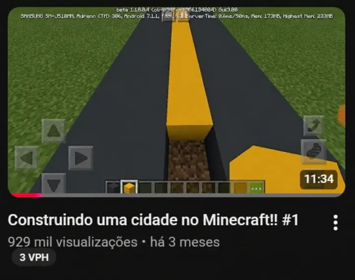 Print de resultado, vídeo longo